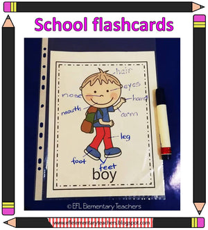 School Unit Flashcards for ELL