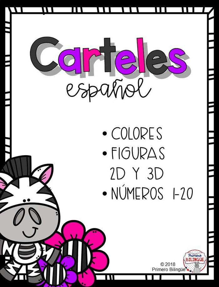 Zebra theme Posters for Spanish classrooms