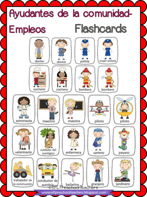 Community Helpers Flashcards in Spanish