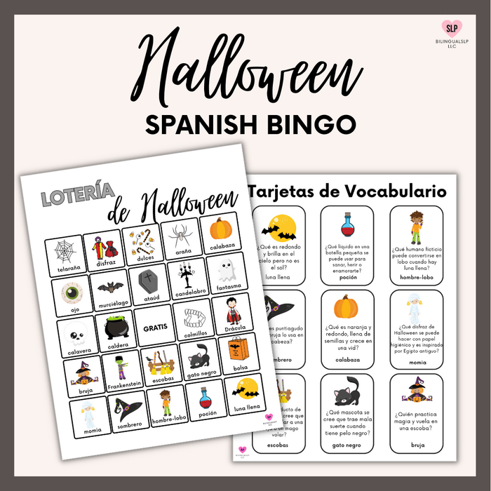 Halloween Spanish BINGO for Speech Therapy