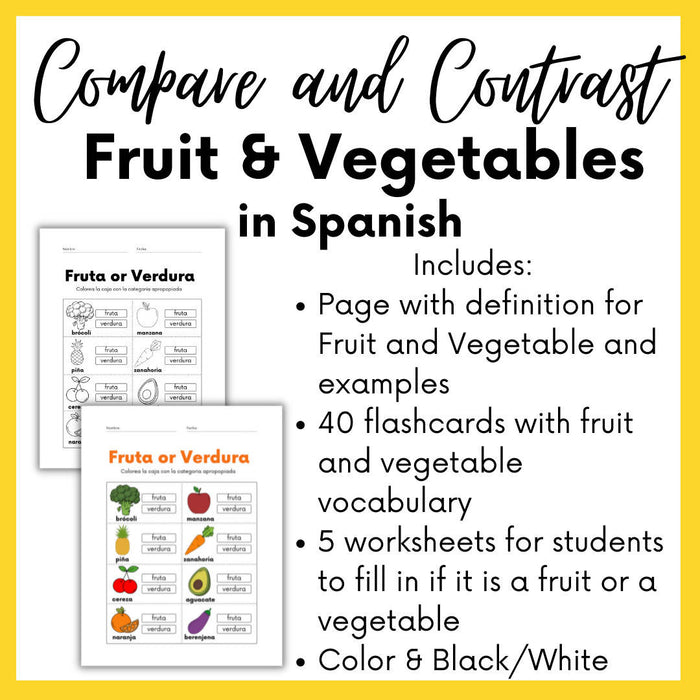 Comparar y contrastar fruta y verdura