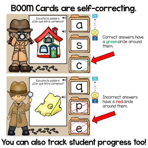 BOOM Cards Beginning Sounds in Spanish- Sonidos iniciales (Distance Learning)