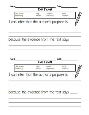 Author's Purpose for Informative Text Exit Ticket