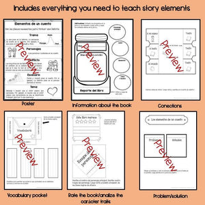 Story elements interactive notebook - Elementos del cuento - Spanish