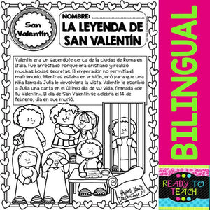 The Legend of Saint Valentine - Reading, Worksheets and Posters - Bilingual