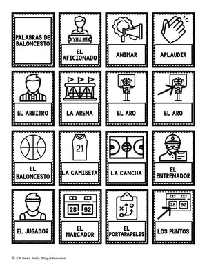 Bilingual Basketball Word Cards