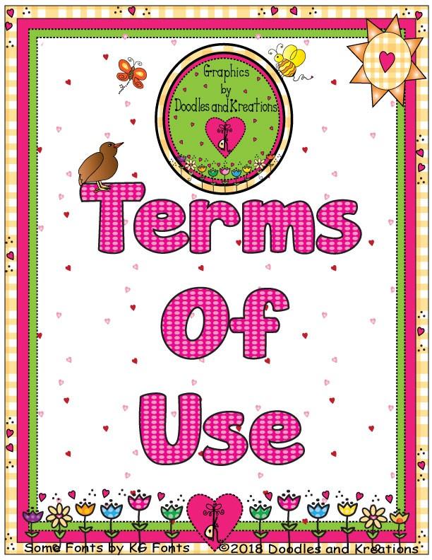 Terms of Use for Graphics by Doodles and Kreations