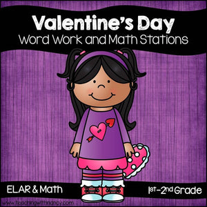 Valentine's Day Word Work and Math Stations