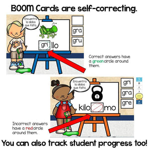 BOOM Cards Sílabas trabadas Gr (gra, gre, gri, gro, gru)- Distance Learning