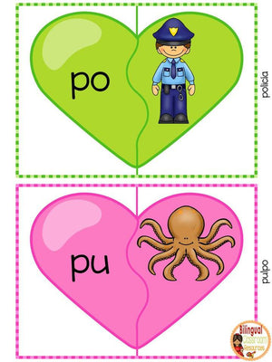 117 Beginning Syllable Puzzles in Spanish -Rompecabezas de las sílabas iniciales