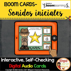 BOOM Cards Beginning Sounds in Spanish- Sonidos iniciales (Distance Learning)