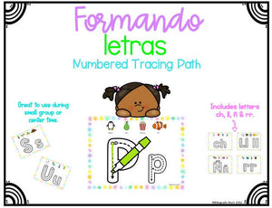 Formando letras con rastreo numerado - Spanish Alphabet Numbered Tracing Path