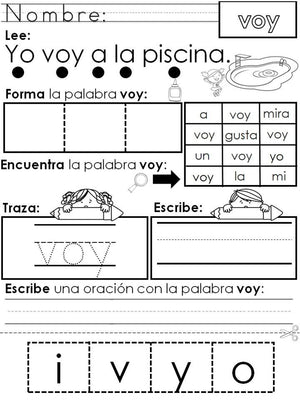 Spanish High Frequency Words "yo","voy" and "la"