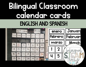 Bilingual Classroom Calendar cards