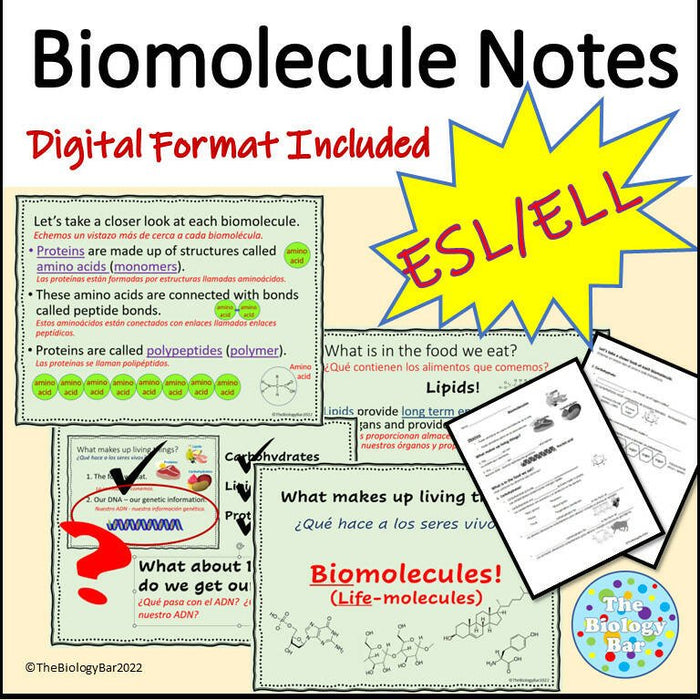 Biology Biomolecules PowerPoint Notes and Student Notes