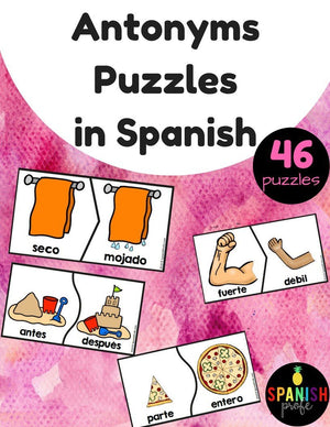 Antonyms Puzzles in Spanish (Rompecabezas de antonimos opuestos)