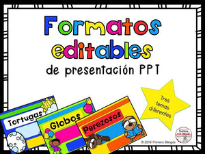 Formato de presentación PPT editable Tortugas/Globos/Perezoso