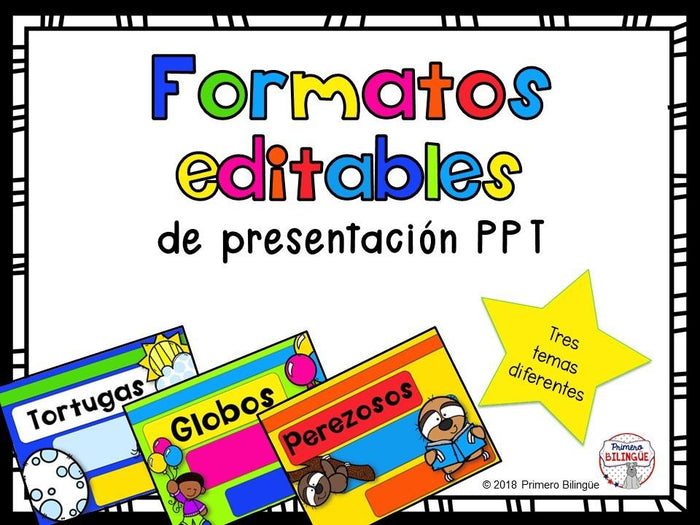 Formato de presentación PPT editable Tortugas/Globos/Perezoso