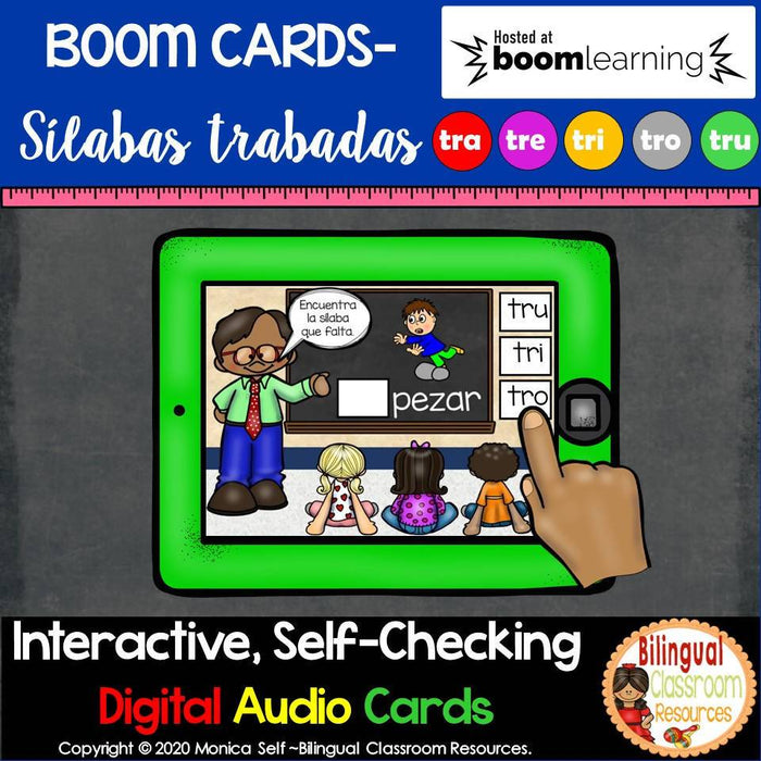 BOOM Cards Sílabas trabadas Tr (tra, tre, tri, tro, tru)- Distance Learning