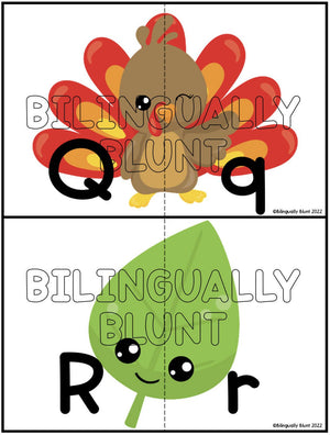 Thanksgiving Alphabet Puzzles - Spanish and English