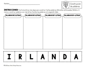 Bilingual St. Patrick's Making Words Activity