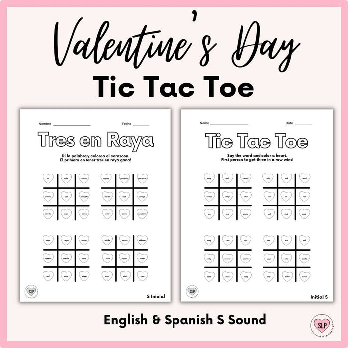 FREE Valentine's Day Tic-Tac-Toe Articulation S Sound for Speech Therapy