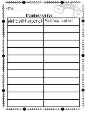 Rainbow Packet Word Work/ Study in English