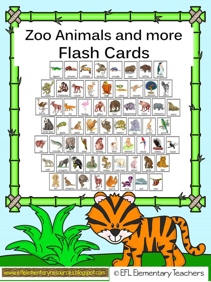 Zoo Animals Flashcards for EFL