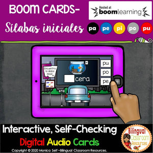 BOOM Cards Sílabas iniciales-pa, pe, pi, po, pu (Distance Learning)