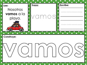 65 High Frequency Words Playdough Mats In Spanish (Read-Trace-Write-Build)
