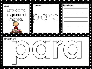 65 High Frequency Words Playdough Mats In Spanish (Read-Trace-Write-Build)