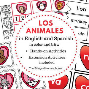Los Animales - The Animals Valentine's Day Bilingual English and Spanish Beginning Literacy