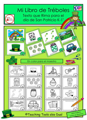Mi Libro de Tréboles" Rima para el día de San Patricio - Kinder, 1º (Español)