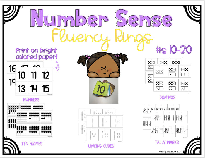 Number Sense Fluency Rings (#s 10 thru 20)