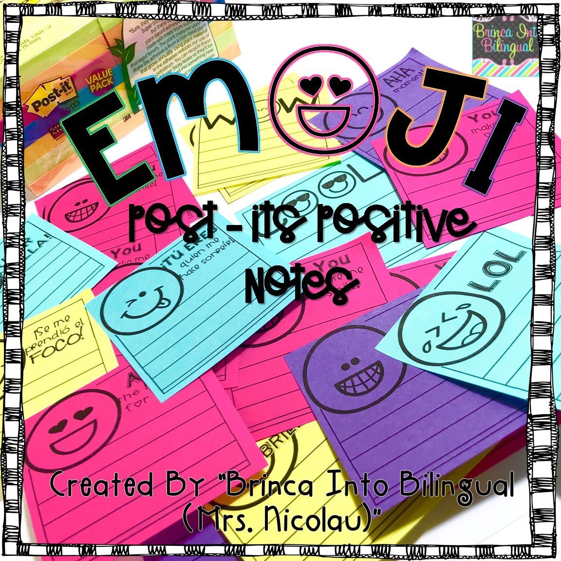 Post Es Notes Positive Post-Its Notes ENGL/SPAN – Bilingual Marketplace