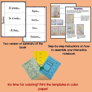 Story elements interactive notebook - Elementos del cuento - Spanish