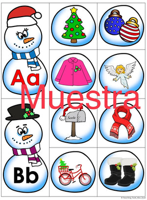 Centro festivo Navideño (apilable) "Muñeco de Nieve" Abecedario A-Z con actividad