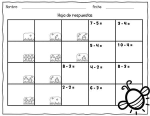 1-10 número correcto (contar y restar)