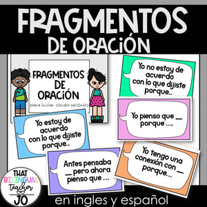 Accountable Talk - Bilingual Sentence Stems- in color and black and white