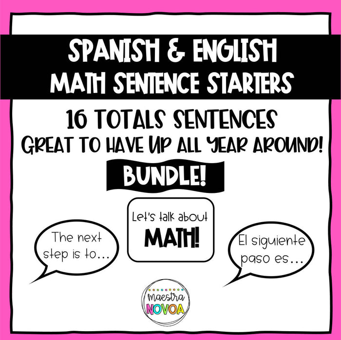 English and Spanish Math Sentence Staters