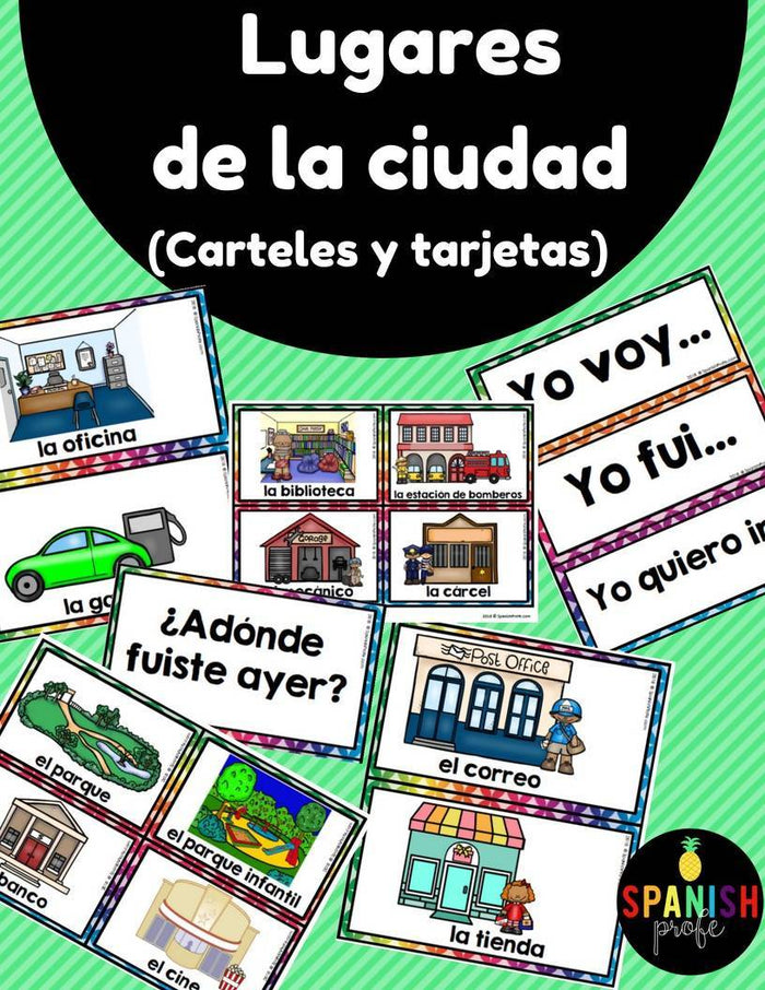 Lugares de la ciudad- Carteles y tarjetas (Places in the City Spanish)