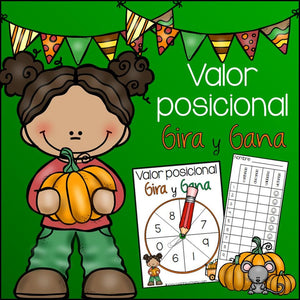 Spanish: Fall Place Value Spin and Win