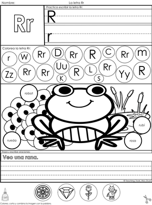 Abecedario actividades para cada letra A-Z - Muestra Gratis "La letra Rr" (K-1)
