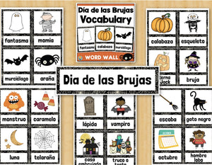 Día de las Brujas SPANISH Halloween Vocabulary Word Wall Cards