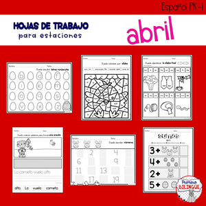 Hojas de trabajo para imprimir ABRIL