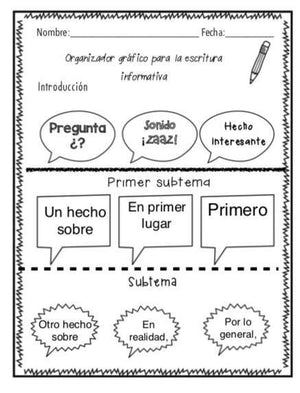 Organizador Gráfico: Palabras de transición (escritura informativa)