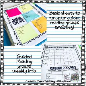 Guided Reading Groups Binder
