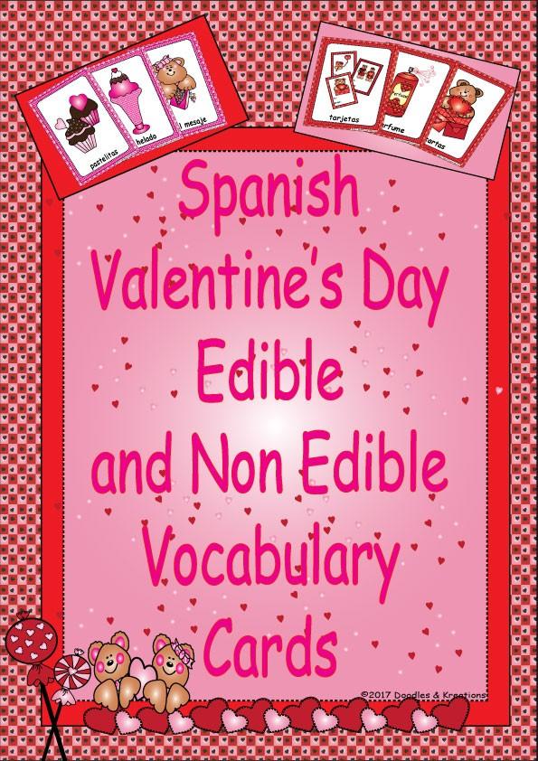 Spanish Valentine's Day Edible and Non Edible Vocabulary Cards