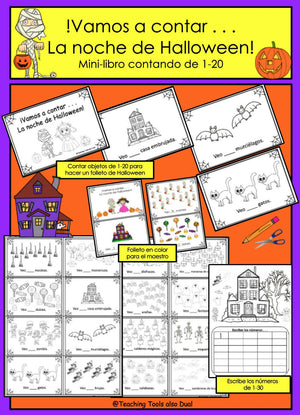 Mini-libro de Halloween - Contando de 1 - 20 (Programa Dual Español) Spanish