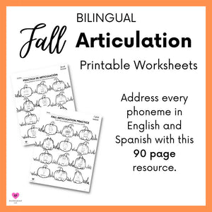 Bilingual Speech Therapy Worksheets - Fall